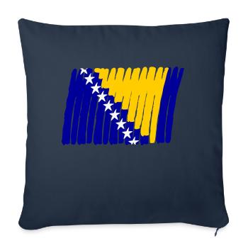 Drapeau de la Bosnie peint étoiles peintes étoiles - Housse de coussin décorative 45 x 45 cm - bleu marine - Devant