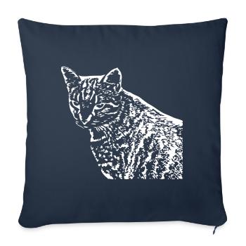 Chat Blanc Blanc Chats - Housse de coussin décorative 45 x 45 cm - bleu marine - Devant