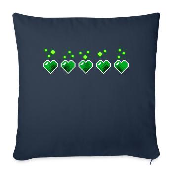 Coeur poison vert rétro jeuvidéo pixel - Housse de coussin décorative 45 x 45 cm - bleu marine - Devant