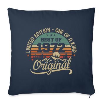Vintage 1972 Légende - Rétro Cadeau D’anniversaire - Housse de coussin décorative 45 x 45 cm - bleu marine - Devant
