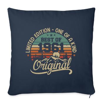 Vintage 1961 Légende - Rétro Cadeau D’anniversaire - Housse de coussin décorative 45 x 45 cm - bleu marine - Devant