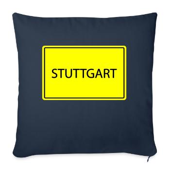 Panneau de signalisation Stuttgart - Housse de coussin décorative 45 x 45 cm - bleu marine - Devant