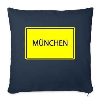 Panneau de la ville de Munich - Housse de coussin décorative 45 x 45 cm - bleu marine - Devant