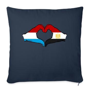 Luxemburg Ägypten Flagge Haende Herzform used - Sofakissenbezug 45 x 45 cm - Navy - Vorne
