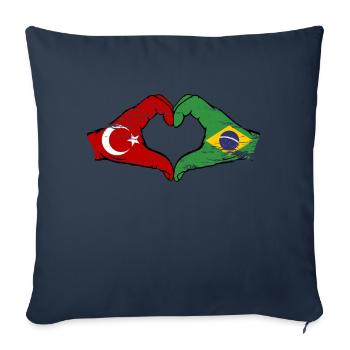 Turkey Brazil Flag Hands Heart Shape Used - Sofa pillowcase 17,3'' x 17,3'' (45 x 45 cm) - navy - Front