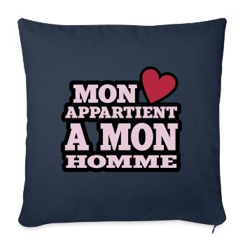 mon coeur appartient à mon homme - Housse de coussin décorative 45 x 45 cm - bleu marine - Devant