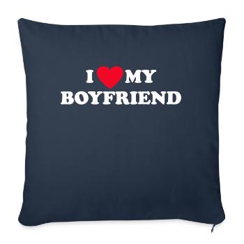 J’aime mon petit ami - Housse de coussin décorative 45 x 45 cm - bleu marine - Devant