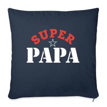 Super papa. Superpapa. Fête des pères. Papa - Housse de coussin décorative 45 x 45 cm - bleu marine - Devant