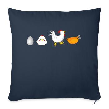 évolution œuf poulet coq poule original - Housse de coussin décorative 45 x 45 cm - bleu marine - Devant