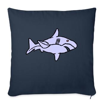 Poisson Requin Prédateur Eau Graffiti Océan - Housse de coussin décorative 45 x 45 cm - bleu marine - Devant