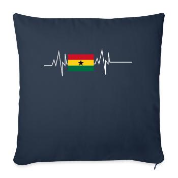 Drapeau du Ghana battement de cœur - Housse de coussin décorative 45 x 45 cm - bleu marine - Devant