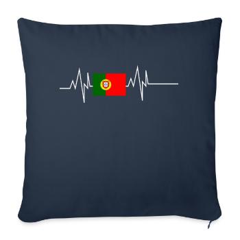 Drapeau du Portugal Battement de cœur - Housse de coussin décorative 45 x 45 cm - bleu marine - Devant
