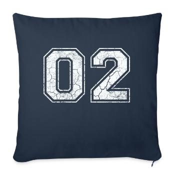 02 in weiß im Vintage-Look - Sofakissenbezug 45 x 45 cm - Navy - Vorne
