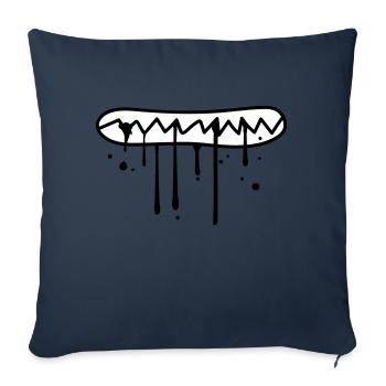 manger la faim visage mordre les dents croquer à - Housse de coussin décorative 45 x 45 cm - bleu marine - Devant
