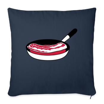 pan fry bacon ham meat delicious hung - Sofa pillowcase 17,3'' x 17,3'' (45 x 45 cm) - navy - Front
