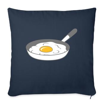 poêle à frire oeuf au plat cuisson rôti manger jaune d'oeuf - Housse de coussin décorative 45 x 45 cm - bleu marine - Devant