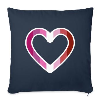 LGBT Heart Lesbian Lesbian Flag Flag Rose Violet - Housse de coussin décorative 45 x 45 cm - bleu marine - Devant