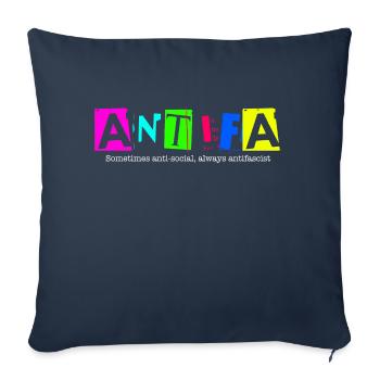 Antifa - Sometimes anti-social, always antifascist - Housse de coussin décorative 45 x 45 cm - bleu marine - Devant