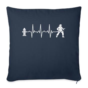Pompier pompier battement de cœur - Housse de coussin décorative 45 x 45 cm - bleu marine - Devant