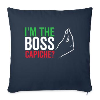 Je suis le patron Capiche - Housse de coussin décorative 45 x 45 cm - bleu marine - Devant