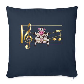Die musikalische Kuh, golden in Noten - Sofakissenbezug 45 x 45 cm - Navy - Vorne