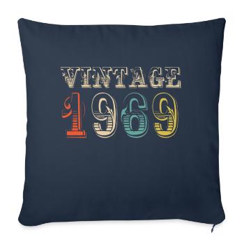 Vintage 1969- 55 th birthday - 55 ans - Housse de coussin décorative 45 x 45 cm - bleu marine - Devant