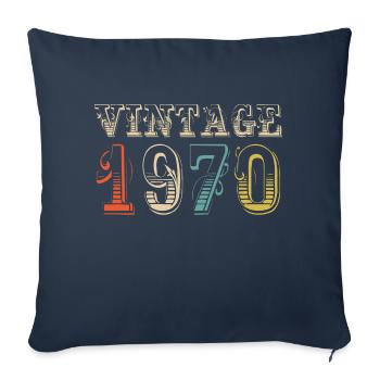 Vintage 1970- 54 th birthday - 54 ans - Housse de coussin décorative 45 x 45 cm - bleu marine - Devant