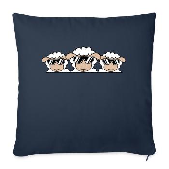 3 DJ Schafe Hinter Zaun Mauer Sonnenbrille Freunde - Sofakissenbezug 45 x 45 cm - Navy - Vorne