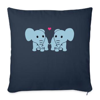 Les éléphants dans l'amour - Housse de coussin décorative 45 x 45 cm - bleu marine - Devant
