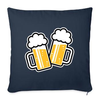 2 chopes de bière grillées, santé ! (chope de bière / 3C) - Housse de coussin décorative 45 x 45 cm - bleu marine - Devant
