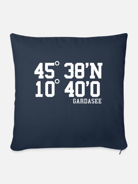 Gardasee Koordinaten Lago Di Garda Urlaub Geschenk - Sofakissenbezug 45 x 45 cm - Navy