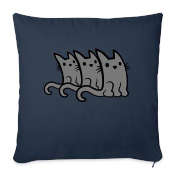 3 petits chats mignons - Housse de coussin décorative 45 x 45 cm - bleu marine - Devant
