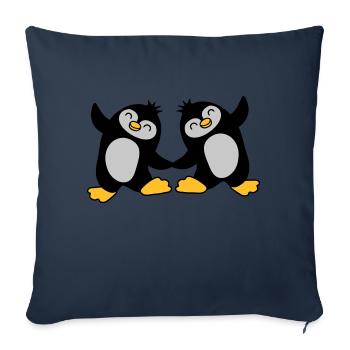 2 cute penguins dancing - Sofa pillowcase 17,3'' x 17,3'' (45 x 45 cm) - navy - Front