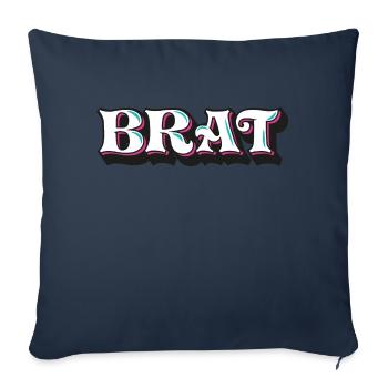 Brat, cheeky gore, 3D decorative writing, graffiti - Sofa pillowcase 17,3'' x 17,3'' (45 x 45 cm) - navy - Front