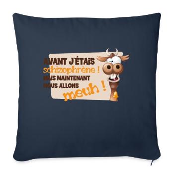 Avant j'étais schizophrène mais nous allons meuh ! - Housse de coussin décorative 45 x 45 cm - bleu marine - Devant