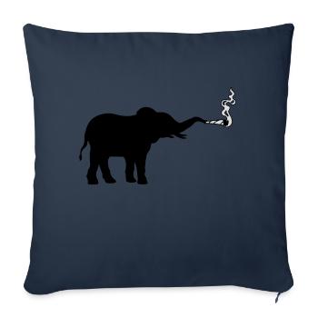 Fumer l’herbe à joint d’éléphant - Housse de coussin décorative 45 x 45 cm - bleu marine - Devant