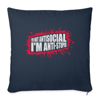 pas antisocial anti-stupide - Housse de coussin décorative 45 x 45 cm - bleu marine - Devant