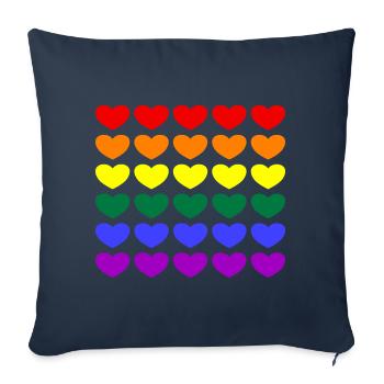 Rainbow Hearts - Sofa pillowcase 17,3'' x 17,3'' (45 x 45 cm) - navy - Front