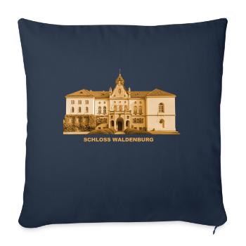 Château de Waldenburg Saxe Ville de poterie de Zwickau - Housse de coussin décorative 45 x 45 cm - bleu marine - Devant