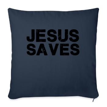 Jésus sauve - Housse de coussin décorative 45 x 45 cm - bleu marine - Devant