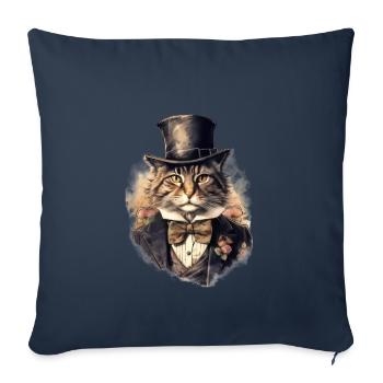 Chat dans 1800 ans style habillé noble baroque - Housse de coussin décorative 45 x 45 cm - bleu marine - Devant