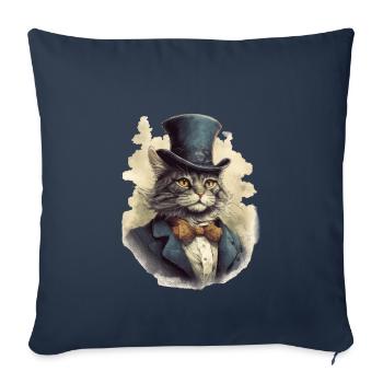 Chat dans 1800 ans style habillé noble baroque - Housse de coussin décorative 45 x 45 cm - bleu marine - Devant