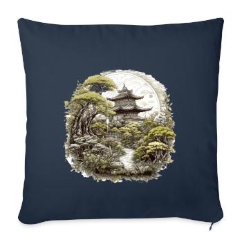 Bonsaï - Jardin Japonais - Housse de coussin décorative 45 x 45 cm - bleu marine - Devant