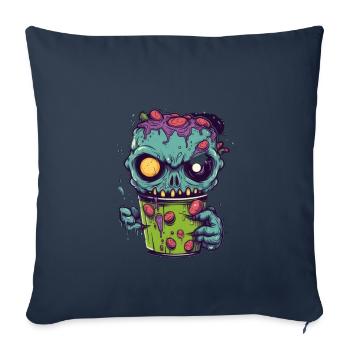 Tasse à café d’Halloween - tasse à café effrayante - Housse de coussin décorative 45 x 45 cm - bleu marine - Devant