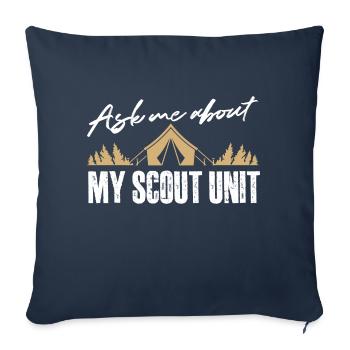 Posez-moi des questions sur mon unité scoute Design - Housse de coussin décorative 45 x 45 cm - bleu marine - Devant