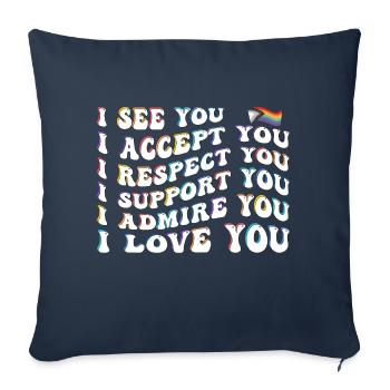 Fier allié : j’accepte, je respecte, je soutiens, j’admire, - Housse de coussin décorative 45 x 45 cm - bleu marine - Devant