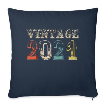 Vintage 2021 - 3 rd birthday - 3 years old - Sofa pillowcase 17,3'' x 17,3'' (45 x 45 cm) - navy - Front