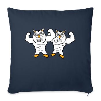 2 hiboux bodybuilders muscles biceps poses gym rat - Housse de coussin décorative 45 x 45 cm - bleu marine - Devant