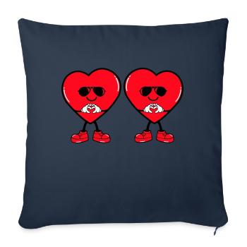 Bande dessinée Coeur 2 - Housse de coussin décorative 45 x 45 cm - bleu marine - Devant