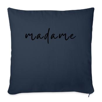 Madame - Illustration texte pour femme - Housse de coussin décorative 45 x 45 cm - bleu marine - Devant